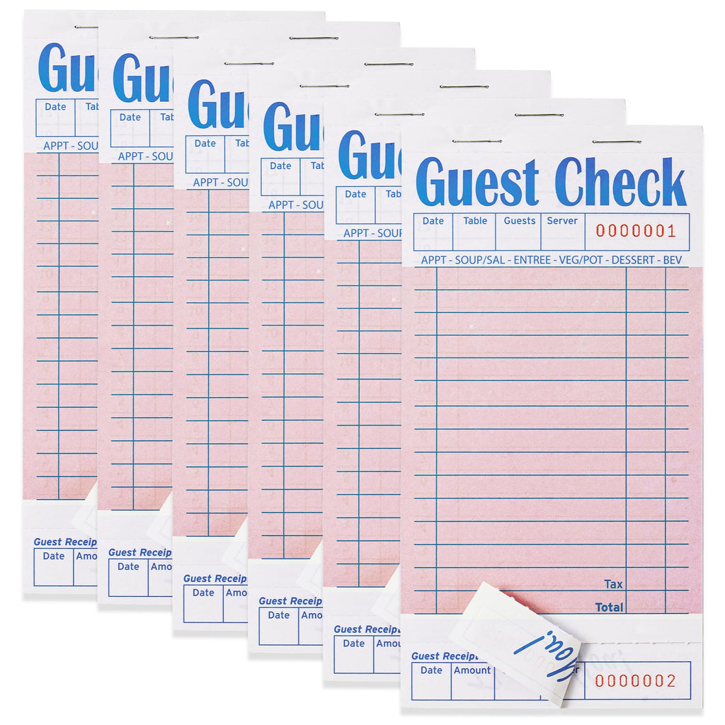 ZPARIK 6 Pack Guest Checks Books, Server Note Pads, Pink