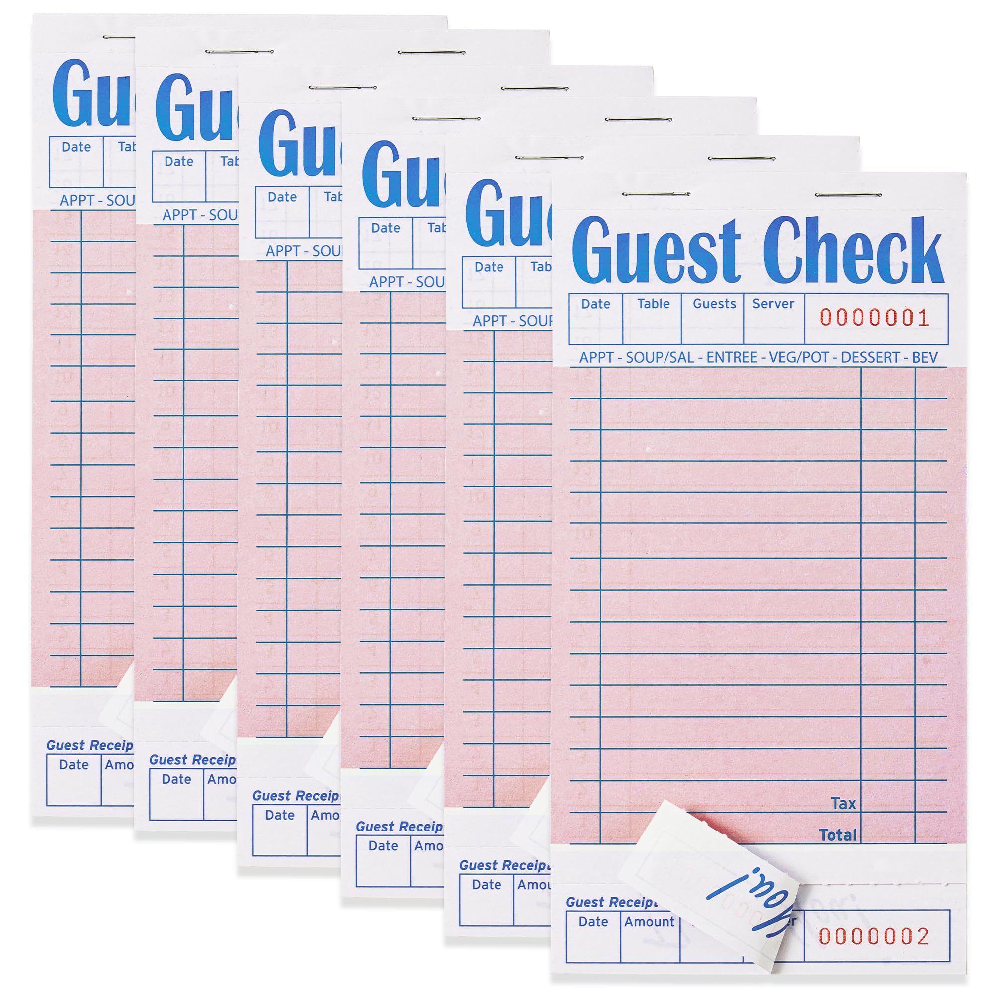 ZPARIK 6 Pack Guest Checks Books, Server Note Pads, Pink