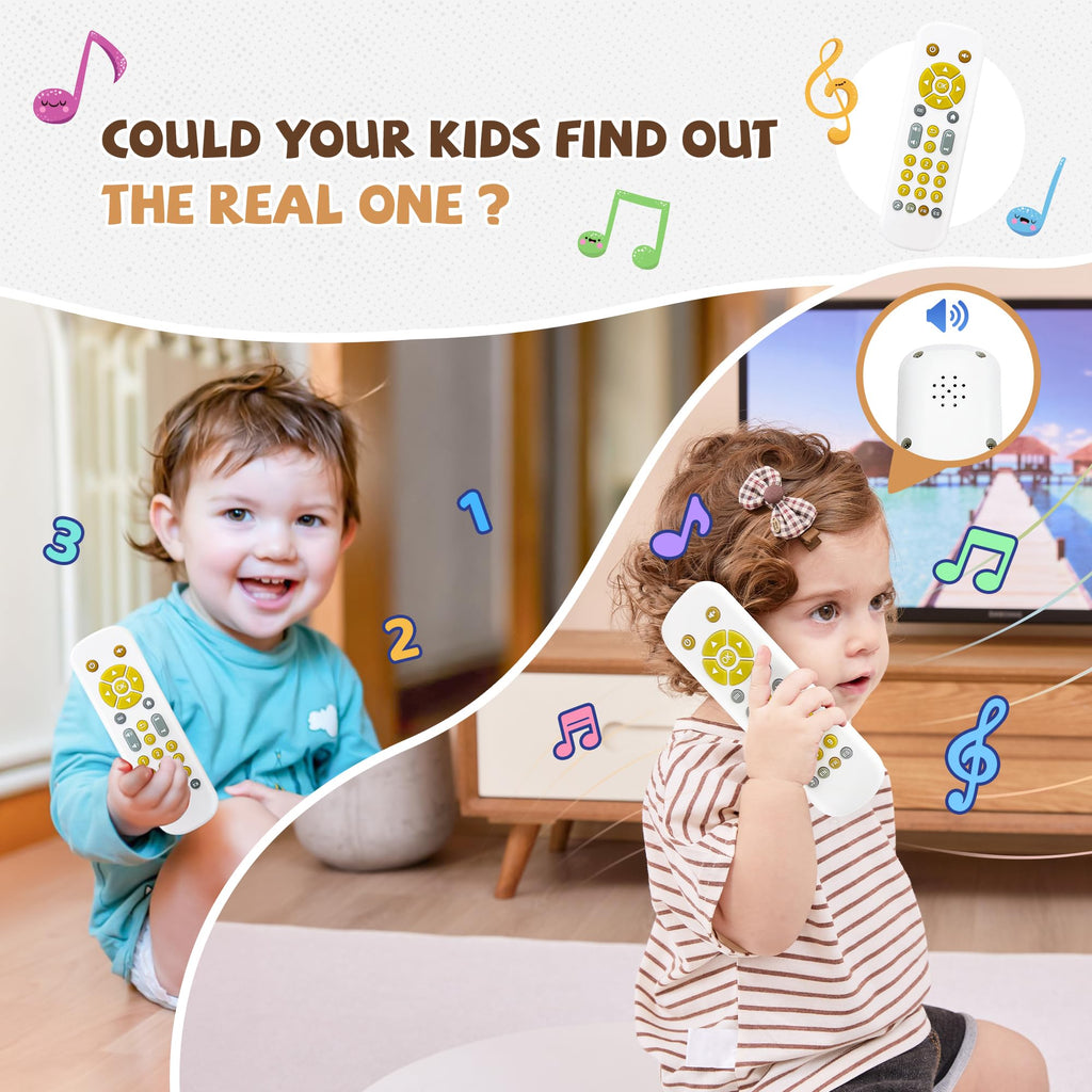Baby TV Remote Toy - Realistic Play Remote toy with Lights and Sounds, 3 Languages (English, Spanish & French), Learning Musical Toys, Preschool Infant Boys Girls Toys Gift for 1 2 Year Old, Black