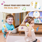 Baby TV Remote Toy - Realistic Play Remote toy with Lights and Sounds, 3 Languages (English, Spanish & French), Learning Musical Toys, Preschool Infant Boys Girls Toys Gift for 1 2 Year Old, Black