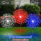 Tujoe 9 Pcs 4th of July Solar Firework Stake Lights 180 LED 8 Modes Solar Waterproof LED Sparkler Lights Outdoor Patriotic Decoration for Memorial Independence Day Garden Patio Yard (Red, Blue, White)