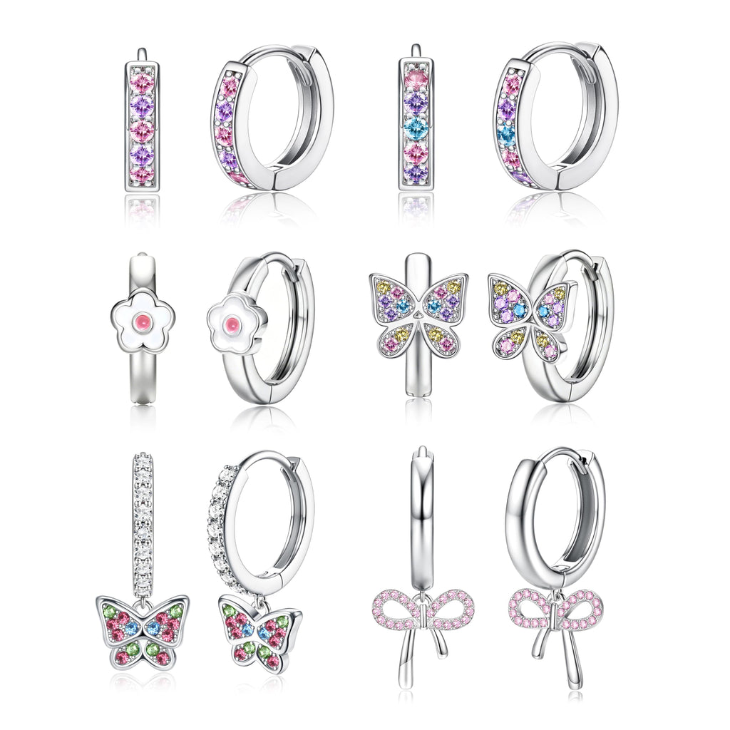 LOYALLOOK Cute Silver Small Hoop Earrings for Women Hypoallergenic