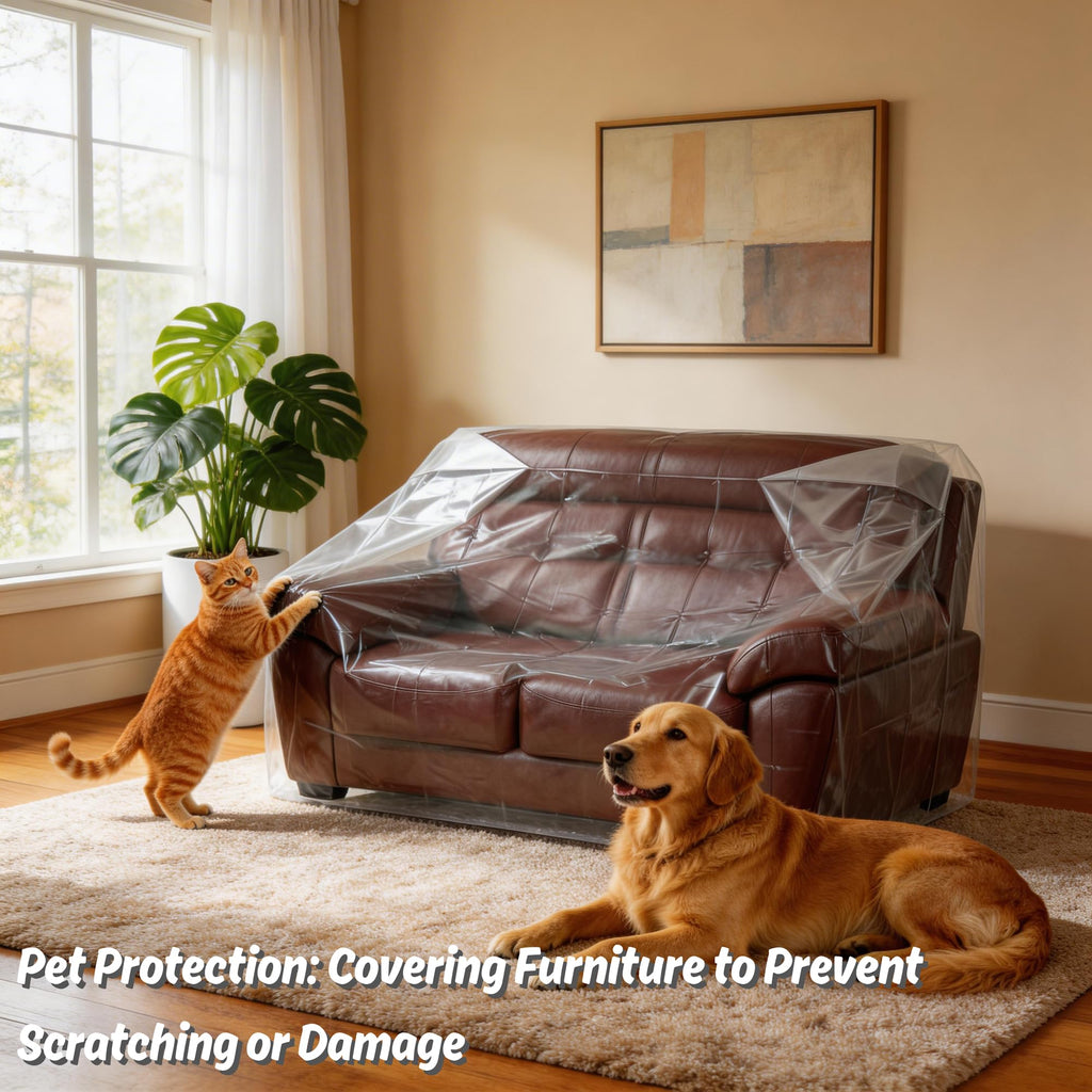 Wowfit Furniture Cover Dust-Proof Moving Bag for Loveseat, Sofa & Boxes – Clear, Odorless Plastic - 4mil-Thick – 68.1W x 42D x 62/41H Inches