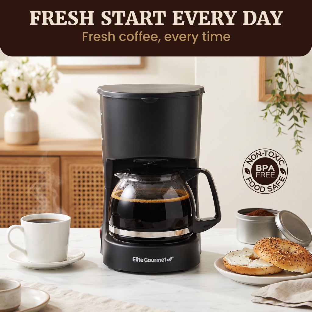 Elite Gourmet EHC4128 Automatic 4-Cup Drip Coffee Maker, Black