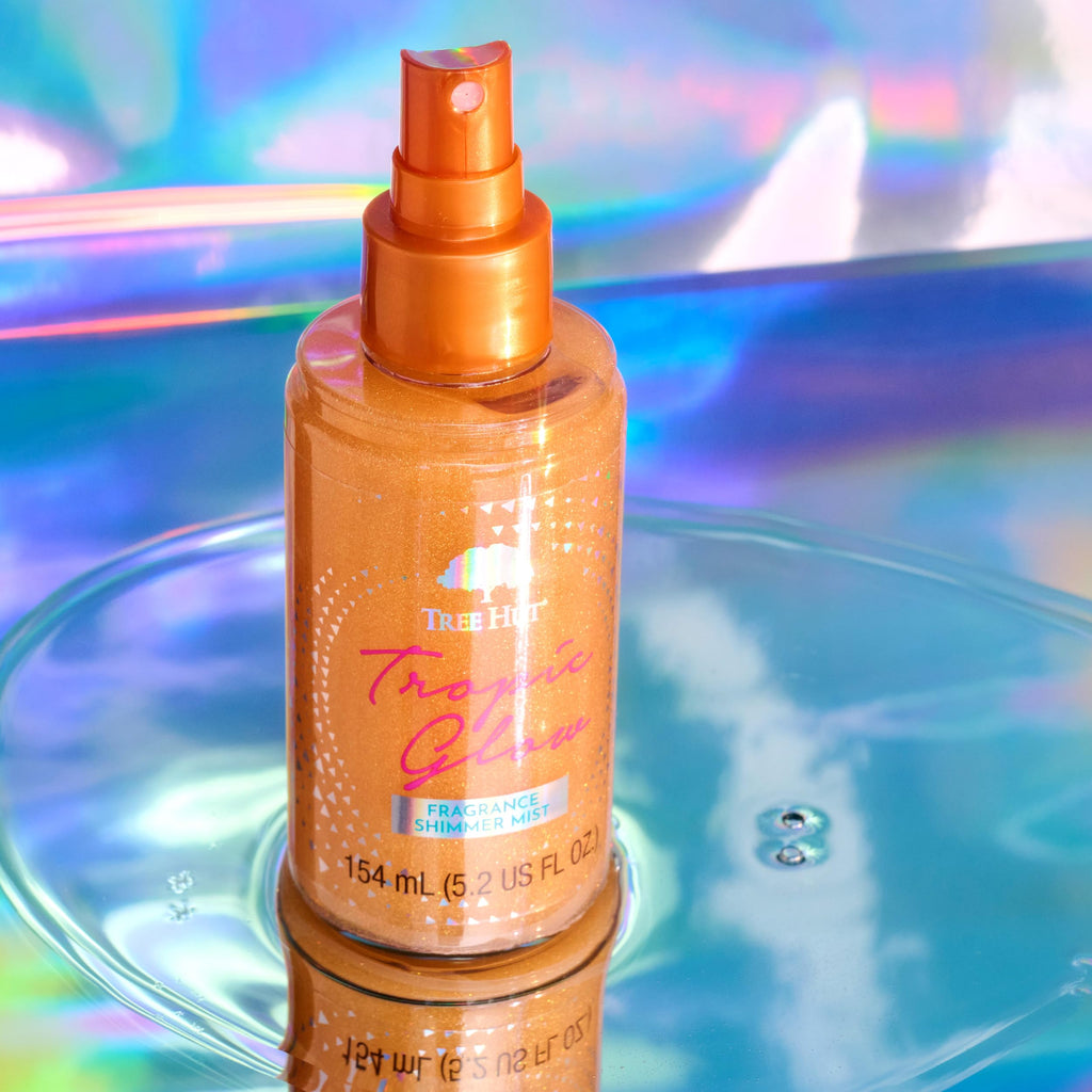 Tree Hut Tropic Glow Shimmer Mist, Light Shimmer Body Spray for a Radiant Look, Tropical Fragrance with Almond, Golden Amber, and Sandalwood, 5.2 fl oz