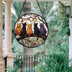 5 Cats on a Branch Stained Glass Window Hanging Suncatcher Gifts 6.3"
