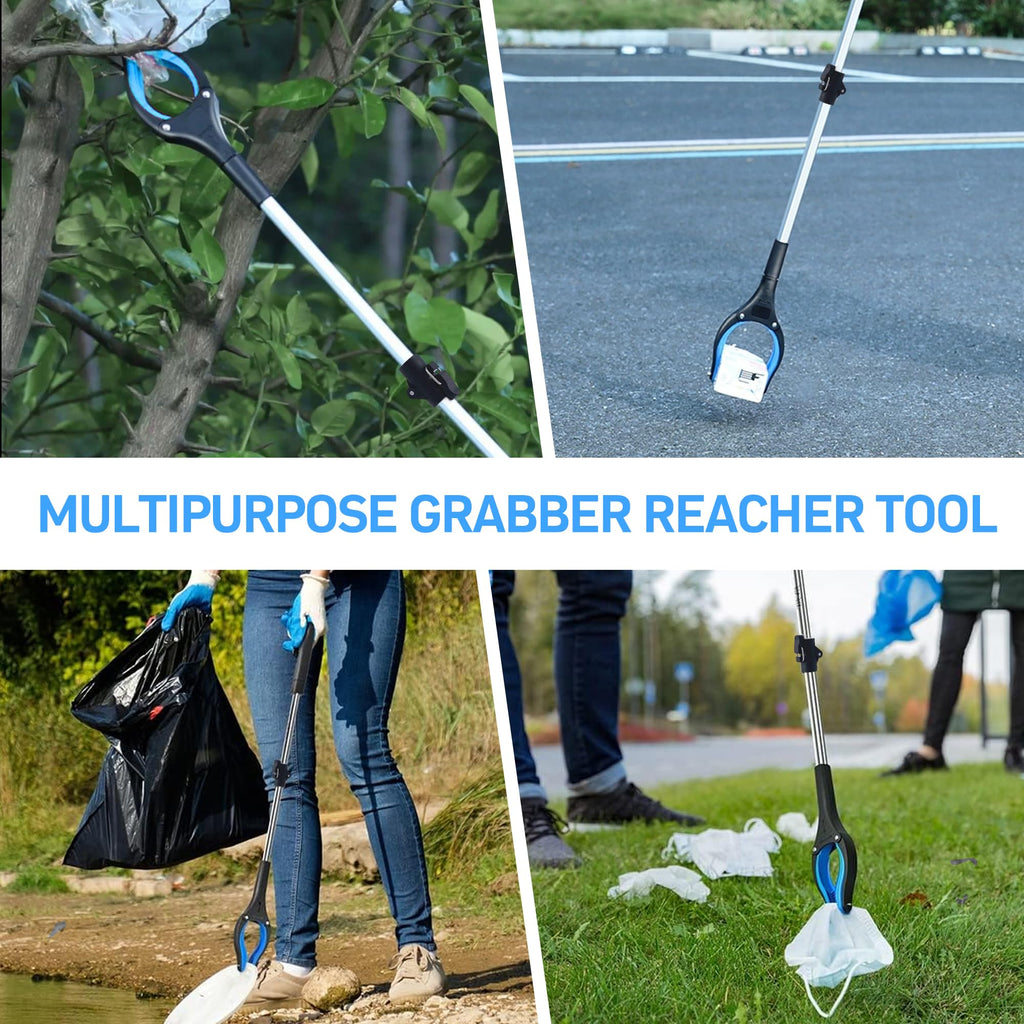 32" Grabber Reacher Tool – 3 Pack Foldable Reacher Grabber Pickup Tools for Seniors, Disabled, Trash Pickup, and Hard-to-Reach Areas, Ergonomic Grip & Lightweight Design（Orange Blue Pink）