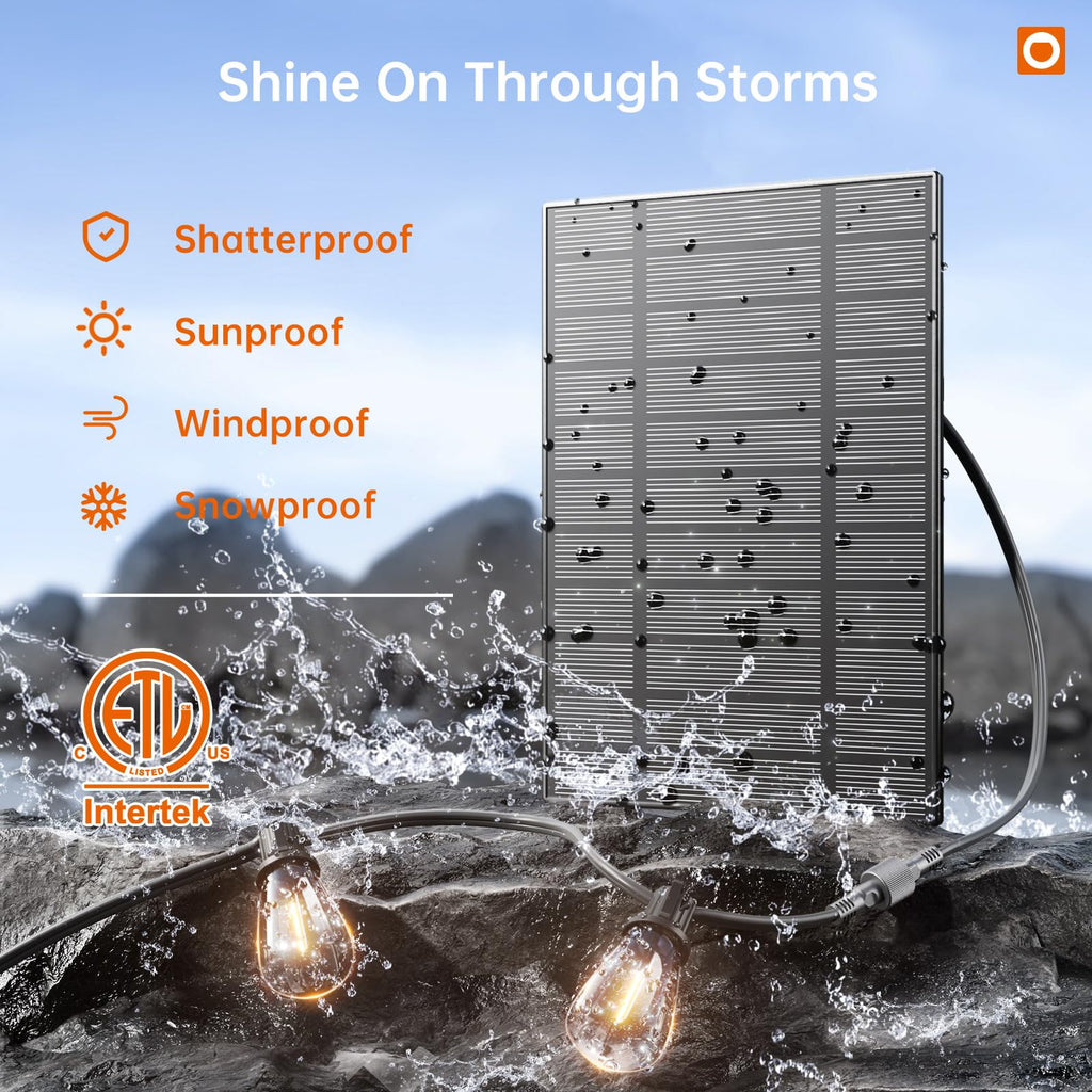 addlon 78FT(72+6) Solar String Lights Outdoor, Waterproof Solar Powered Outside Lights with Remote & USB Port, ST38 LED Shatterproof Bulbs, Dimmable Solar Light for Camping Backyard Porch