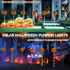 12 Pack Solar Pumpkin Lights Outdoor Waterproof for Halloween Decorations