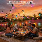 Beizelte Outdoor String Lights, 150FT RGB+IC Outside Light Dimmable Shatterproof LED Bulbs, IP67 Waterproof Chasing Effect Lighting DreamColor Patio Strip Lights for Backyard, Balcony, Outdoor Living