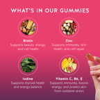 Biotin Gummies for Hair, Skin & Nails. 5,000 mcg High Potency Vegan Vitamins for Faster Hair Growth, Stronger Nails & Healthy Skin. with Vitamins C & E, 90 Gummies