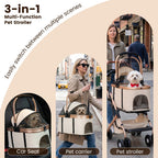 Gereat Dog Stroller for Small & Medium Dogs & Cats, Foldable Pet Stroller Wagon Carries Up to 44 lbs, Dog Wagon with Storage Basket and Cup Holders, Plus a Removable Portable Pet Carrier
