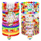 Shcsdr 40 Pcs Pride Bracelets for Women, Friendship Bracelet Bulk