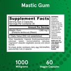 Jarrow Formulas Mastic Gum 1000 mg - 60 Veggie Caps - Mastic Gum Capsules Supporting Stomach and Duodenal Health - 30 Servings