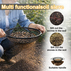 2PCS Soil Sifter for Gardening, Rock Sifter for 5 Gallon Bucket,Compost Sifter Dirt Sifter,Captures Dirt Rocks Sawdust Black Handle Upgrade Version