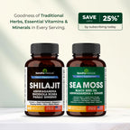 Shilajit Sea Moss Ashwagandha Combo Bundle - Black Seed Oil, Turmeric, Rhodiola Rosea, Panax, Ginseng Supplement | 120 Capsules, Better Than Gummies, Resin | Seamoss for Men & Women