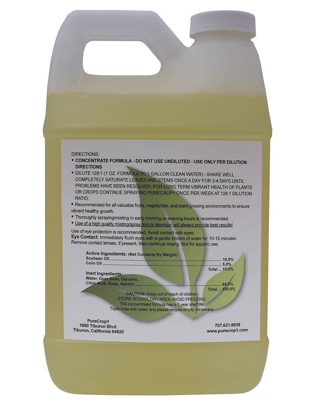 PureCrop1 Concentrate | Plant-Based Plant Protection | Insecticide, Miticide, Fungicide, Biostimulant | for Organic Use in Home, Garden, Hydroponics | Eliminate Pests, Molds & Mildews | 64 Ounces
