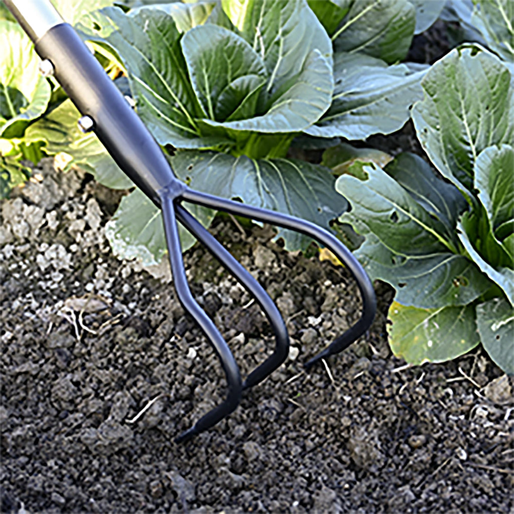 YEELOR 3-Tine Long Handle Tiller, Garden Cultivator with 55"-15.5" Adjustable Handle, for Loosening Soil, Tilling, Weeding and Fertilizing, Suitable for Elderly and Women