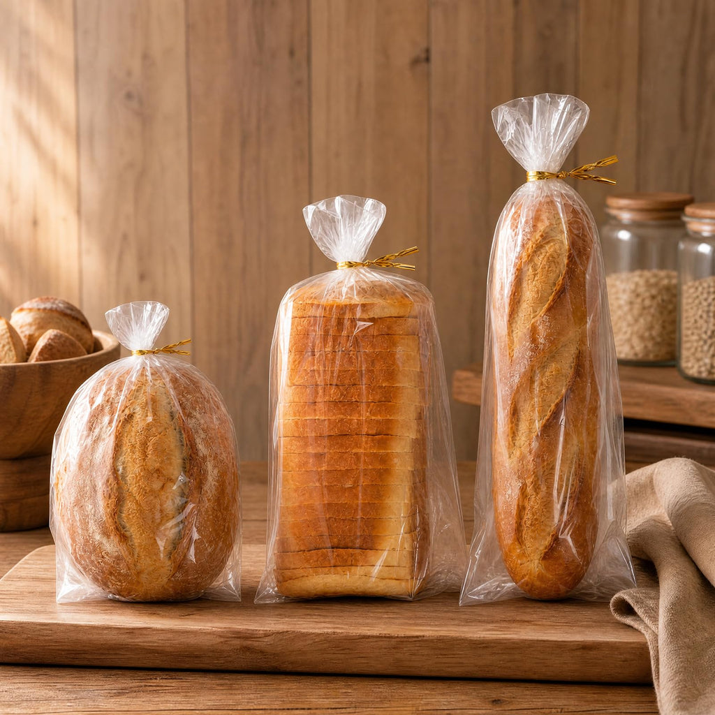 Homrelaxy 120 Pcs Plastic Bread Bags for Homemade Bread and 120 Ties