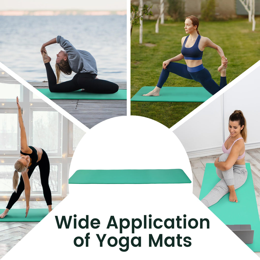 Fitvids 1/2-Inch Thick High Density Foam Exercise Yoga Mat with Carrying Strap, For Cushioning The Body Against Hard Floors, Aqua
