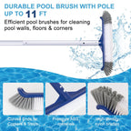 POOLAZA Pool Cleaning Kit, Including Pool Brush & Ultra Fine Mesh Pool Skimmer Net with Pole, Pool Net Skimmer & 17.5'' Pool Brush Head with 10.5ft Aluminum Pool Pole, Pool Net and Brush with Pole