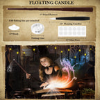 NURADA Floating Candles with Wand Remote Timer - Magic LED Hanging Flameless Taper Candles Flickering Battery Operated for Halloween Birthday Theme Party Holiday Home Window Decor - Black 12 Pack