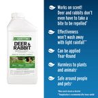 Liquid Fence Deer And Rabbit Repellent Concentrate 40 Ounces, Apply Year-Round