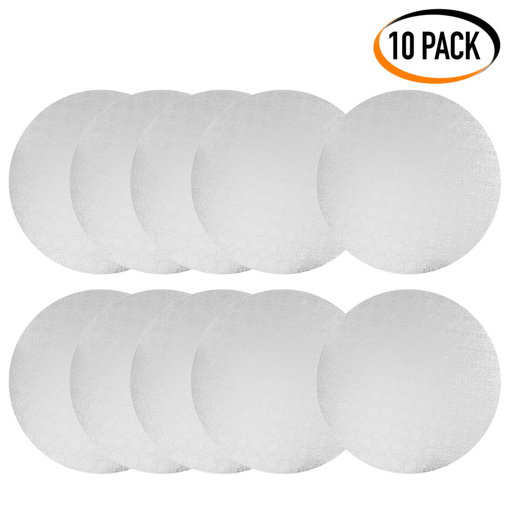 O'CREME White Wraparound Cake Pastry Round Drum Board 1/4 Inch Thick, 14 Inch Diameter - Pack of 10
