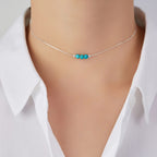keenove 925 Sterling Silver Crystal Choker Necklace Turquoise Jewelry Women