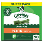 Greenies Petite Natural Dental Dog Treats, Original Flavor, 90 Count