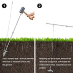 6 Pack Ground Earth Anchors with Drive Steel Stool, 30" Long x 1/8" Cable.