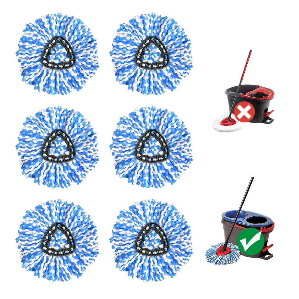 6 Pack Mop Replace Head, Mop Head Replacement, Microfiber, Machine Washable, Easy to Replace and Deep Cleaning, 313