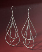 Milla Silver Dangle Earrings for Women, Sparkling Triple Teardrop