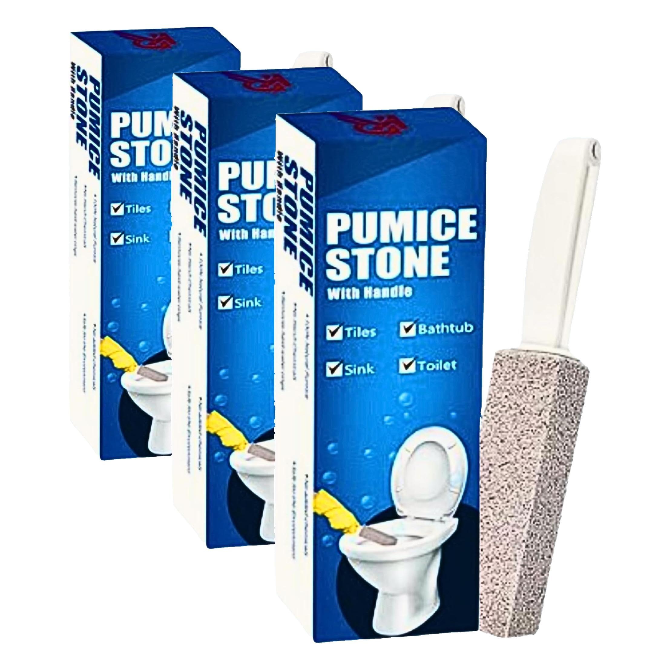 Amazon Brand | 6 Pack Ring King Pumice Stone Toilet Bowl Cleaner with Handle | Effectively Removes Stubborn Limescale from Tile, Shower Door and Bathtubs. Best Calcium, Lime, and Rust Remover.
