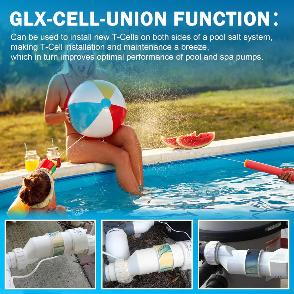 Salt Cell 2" Union Connector Kit Replacement for Hayward Salt Chlorine Generator, GLX-Cell-Union for Hayward AquaRite turbo cell T-3 T-15 Union, for Hayward Salt Cell Coupling Pool and Spa Pump Part