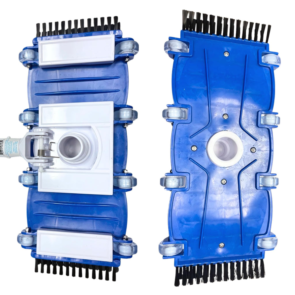 SWIMLINE HYDROTOOLS Manual Pool Vacuum Head Attachment For Inground & Above Ground Pools |Weighted Flexible Swimming Pool Vac Head Rectangle Shape W/ Wheels Brushes| Swivel Hose 1-1/4 or 1-1/2’’ Clean