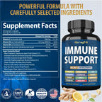 StrongVit Immune Support Supplement 12 in 1 Complex with Vitamin C, D3, Zinc, Echinacea, Elderberry, Ginger, Turmeric. Immune Defend for Men & Women, Non-GMO, Gluten-Free, Vegan, USA (120 Capsules)