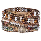 JR.DM Boho Beaded Bracelets for Women - Handmade Adjustable Crystal Natural Stone Bead Wrap Bracelets, Bohemian Jewelry Braided for Unique Birthday Gifts