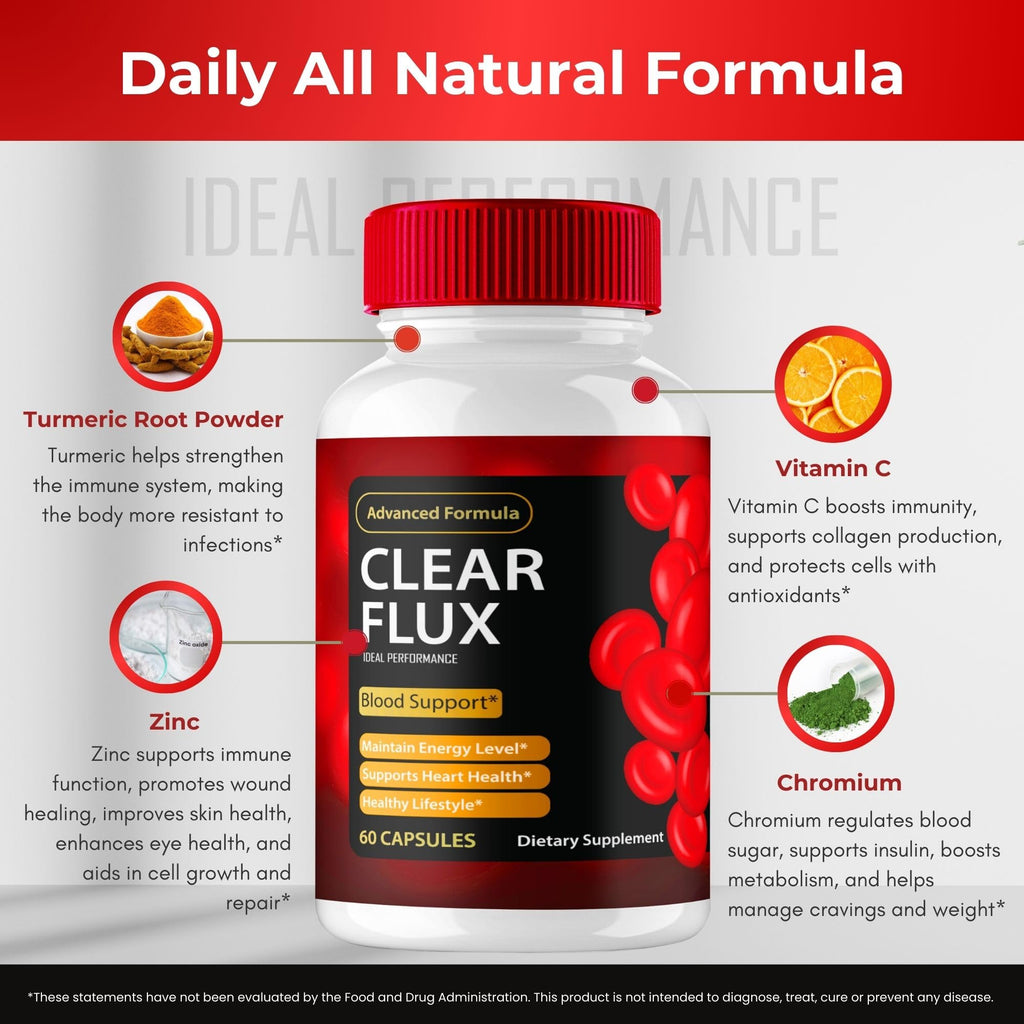 Clear Flux Supplement, Super Boost Clear Flux Supplement, Clear Flux Pills, Official Formula, Premium Support to Maintain Stable Levels & Healthy Circulation, Clear Flux Health Reviews (5 Pack)
