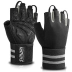 SIMARI Wrist Support Workout Gloves for Men & Women, Weight Lifting Gloves with Padded, Grip, Full Palm Protection, Gift for Gym Exercise, Cycling, Weightlifting Training, Fitness, Black Gray, Size L