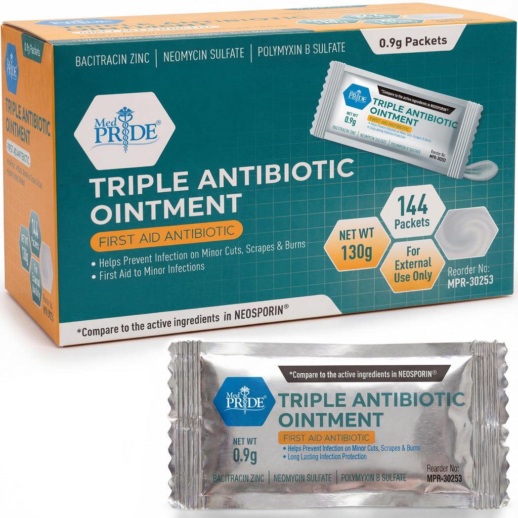 MED PRIDE Triple Antibiotic Ointment Packets, First Aid Cream, 144-Count