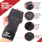 COFOF Weight Lifting Wrist Strap,Double Layer Leather Weightlifting Wrist Strap for Deadlift and Powerlifting, Adjustable Neoprene Padded Gym Workout Lifting Wrist Hooks for Men/Women(Pair)