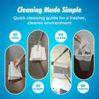 CleanMattix - FlexiClamp Sweep & Mop Kit - Compatible with Swiffer Pads, Durable Cleaning Tool for Hardwood, Tile, Marble & Laminate Floors, Home, Kitchen Cleaning Essentials. (Include 10 Dry Cloths)
