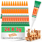 WOUSEDO 24 X 3g Super Glue Clear, Fast Drying Cyanoacrylate(CA) Glue