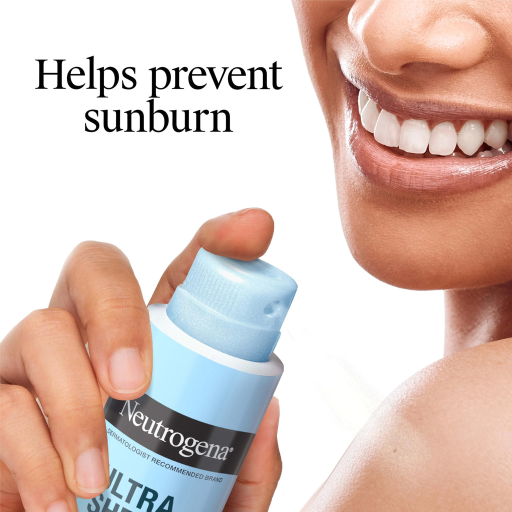 Neutrogena Ultra Sheer Body Mist Sunscreen Spray, Broad Spectrum SPF 70, Lightweight Spray Sunscreen, Non-Greasy & Water Resistant, Oil-Free & Non-Comedogenic UVA/UVB, 5 oz, Pack of 3