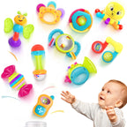 iPlay, iLearn 10pcs Baby Rattles Toys Set, Infant Grab Shake Rattle, Easy Hold Sensory Teether, Babies Development Learning Music Toy, Newborn Shower Birthday Gift 1 2 3 4 5 6 7 9 10 12 Month Boy Girl