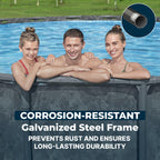 Bestway APX 365 22' x 52" Above Ground Pool, Round Metal Frame Outdoor Swimming Pool Set with Sand Filter Pump, Ladder, and Cover, Dark Marble