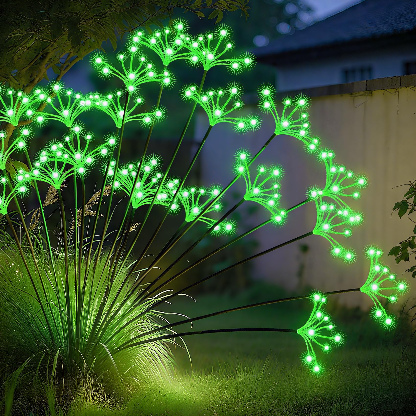 JJGoo Solar Garden Lights, New Upgraded 2 Pack Solar Swaying Starburst Light, Waterproof Fireworks Outdoor Lights, Yard Patio Pathway Decoration, Green