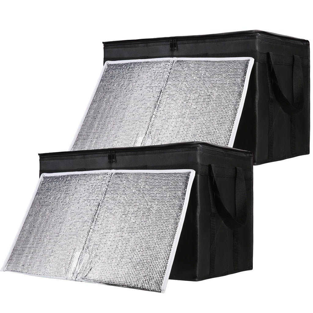 CIVJET 2-Pack Insulated Food Delivery Bag with Hard Bottom, 3X-Large, Black