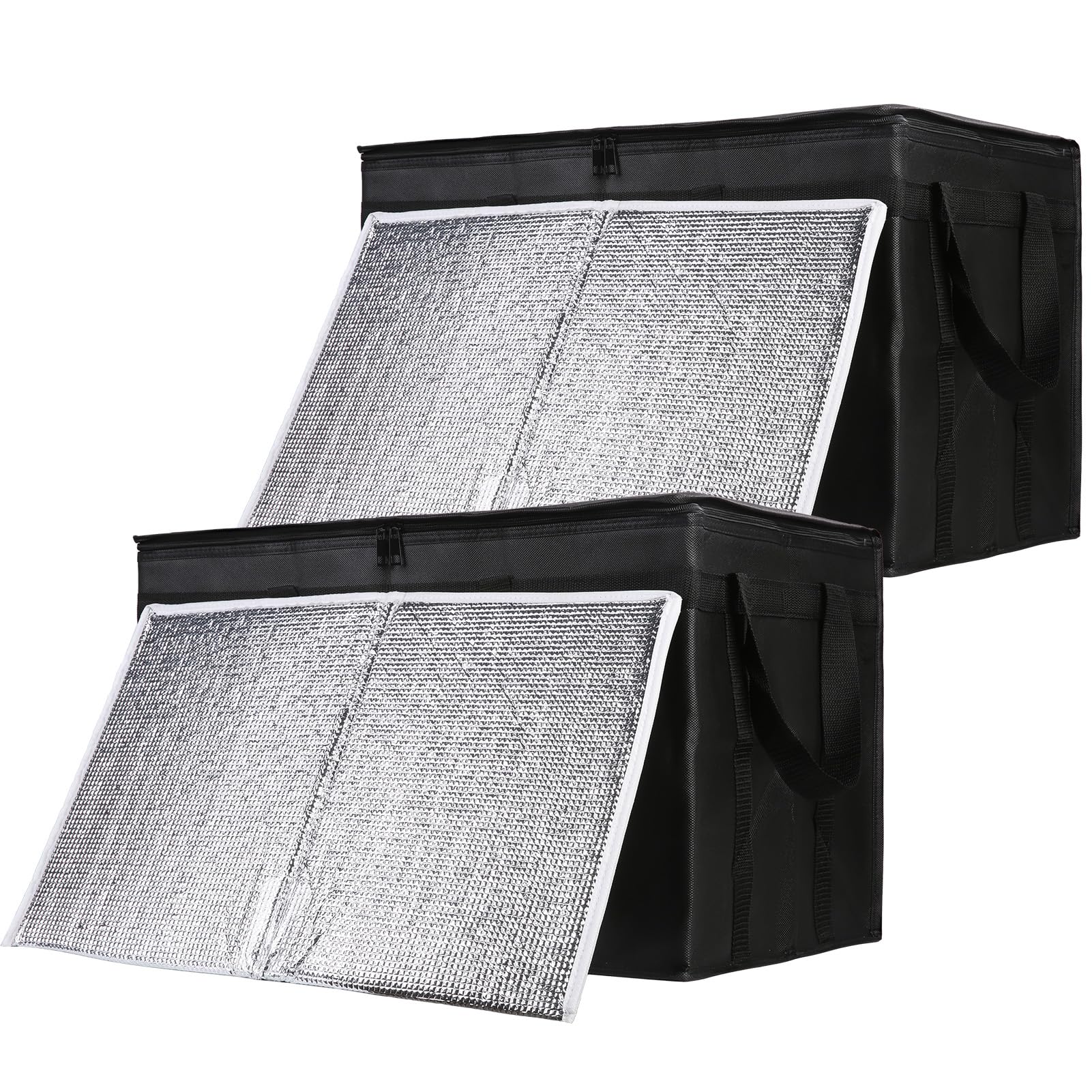 CIVJET 2-Pack Insulated Food Delivery Bag with Hard Bottom, 3X-Large, Black